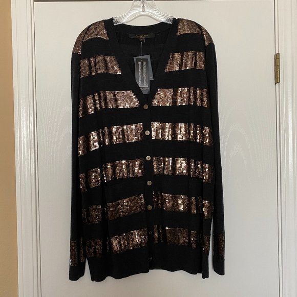 NEW rachel roy striped sequin cardigan sweater - Picture 1 of 5